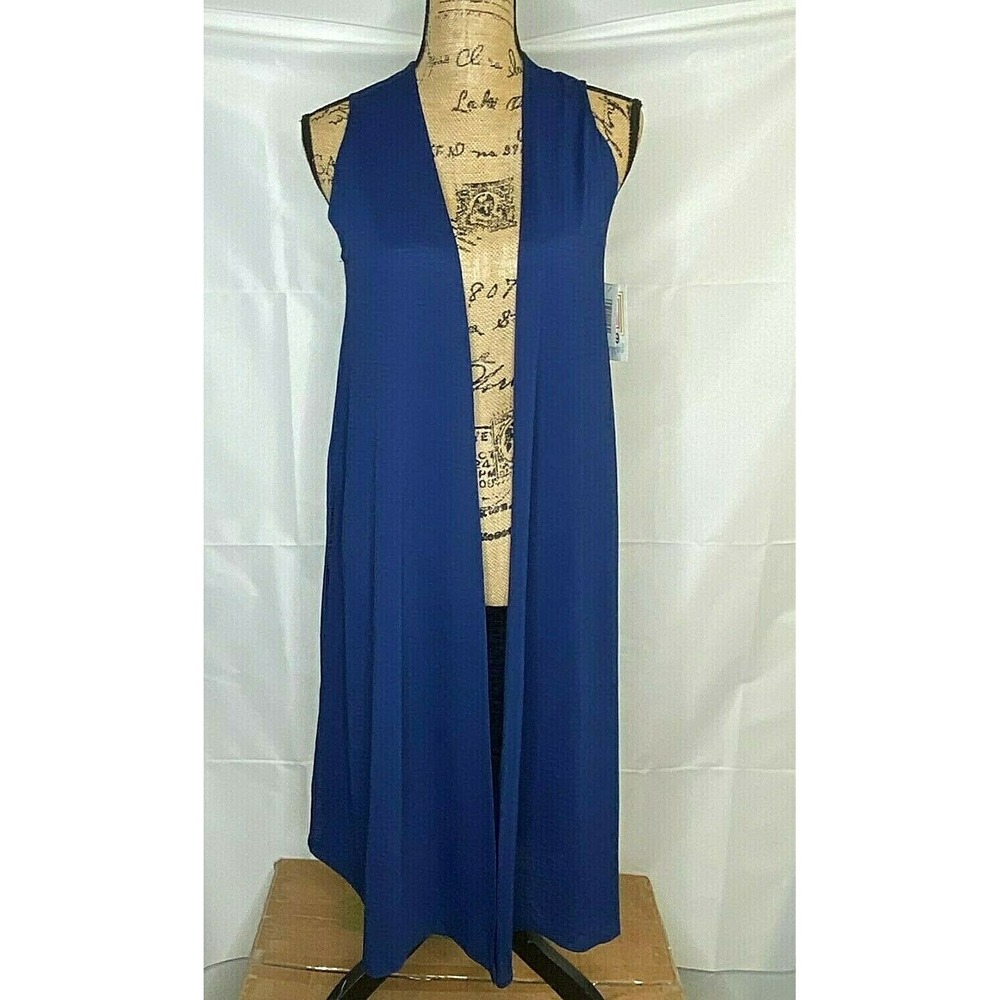 LuLaRoe Women's Joy Vest Size XS Longline Sleeveless Blue‎ (1270)